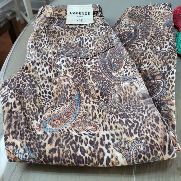 L'AGENCE Margot Leopard Paisley Skinny Jeans